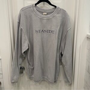 Seaside Style Women's Gray Crew Neck Corded Embroidered Sweatshirt Size L